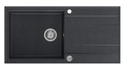 Квадри Лутон антрацит гранитна мивка за вграждане с отцедник, обръщаема, 100x50см, с неръждаема тапа 1208967320