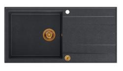 Quadri Luton антрацитен гранитен мивка с отцедник, обратим, 100x50см с меден сифон 1208967321