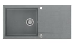 Куадри Лутон сива гранитна мивка с отцедник, обратима, 100x50см с неръждаема стоманена тапа 1208967323
