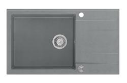 Quadri Luton сив гранитен голям мивка с отцедник, обратима, 86x50см, с неръждаема стомана запушалка 1208967330