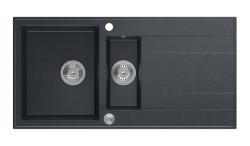 Куадри Лутон антрацит гранитен мивка за плот с 1,5 корита и отцедник, реверсивна, 100x50см, с неръждаема тапа 1208967353