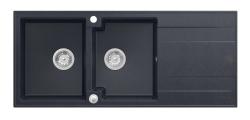 Куадри Лутон двоен гранитен мивка антрацит с отцедник 116x50 см с неръждаем щепсел 1208967363