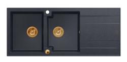 Quadri Luton монтажна двойна мивка от гранит с отцедник антрацит 116x50 см с медна тапа 1208967365