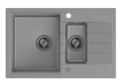 Quadri жилетка сива, гранитна мивка за вграждане с отцедник, двустранна, 78x50cm 1208967380