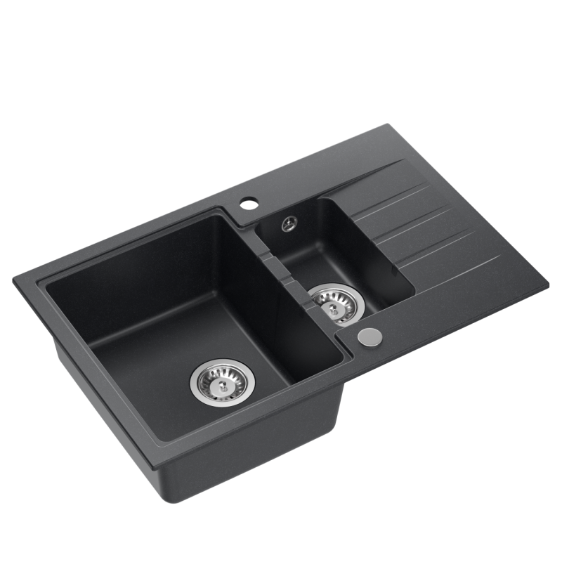 Quadri жилетка антрацит 1,5 гранитна мивка с отцедник, обърнима 78x50см 1208967381