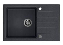 Quadri Cardigan антрацитова гранитна мивка за вграждане с отцедник, обратима, 78x50см, 1208967383