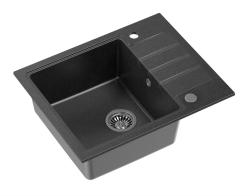 Куадри жилетка антрацит гранитна мивка с отцедник, реверсивна 62x50см 1208967391