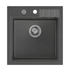 Quadri vest antraciet granieten inbouw spoelbak  50x52cm met kraangatbank 1208967394