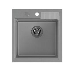 Куадри Кардиган сив гранитен мивка за вграждане 50x52см с плот за смесител 1208967395