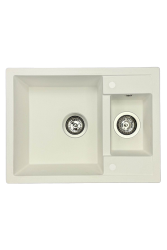 ГранитнаМоя Смарт изключително плитка 1,5 гранитна мивка за монтаж върху плот, бяла, 58x44см 1208967418