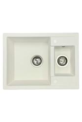 ГранитнаМоя Смарт изключително плитка 1,5 гранитна мивка за монтаж върху плот, бяла, 58x44см 1208967418