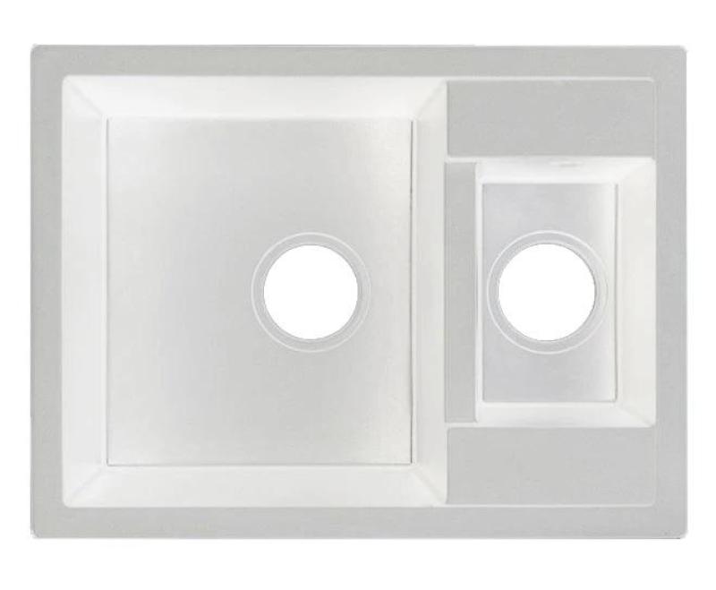 ГранитнаМоя Смарт изключително плитка 1,5 гранитна мивка за монтаж върху плот, бяла, 58x44см 1208967418