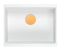 Куадри Нюпорт II бяла гранитна подмонтирна мивка бяла 560x450мм с меден сифон 1208967452