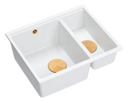 Quadri Newport II бял 1,5 мивка гранит, монтаж отгоре и отдолу, размери 555x460 мм с меден клапан 1208967463