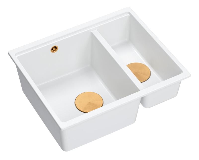 Quadri Newport II бял 1,5 мивка гранит, монтаж отгоре и отдолу, размери 555x460 мм с меден клапан 1208967463