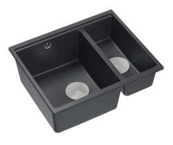 Quadri Newport II антрацит 1,5 мивка гранит за вграждане и подграждане 555x460mm с неръждаема стомана запушалка 1208967472