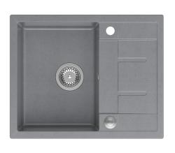 Куадри Далтон сива гранитна мивка за вграждане с отцедник 62x50см с неръждаема стоманена тапа 1208967492