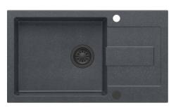 Куадри Сътън XL антрацит гранитна мивка за монтаж отгоре 78x45см с отцедник, обръщаема, с черен сифон 1208967494