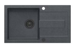Quadri Sutton антрацит гранитна мивка за плот 78x45cm с отцедник, обратима, с черен клапан 1208967495