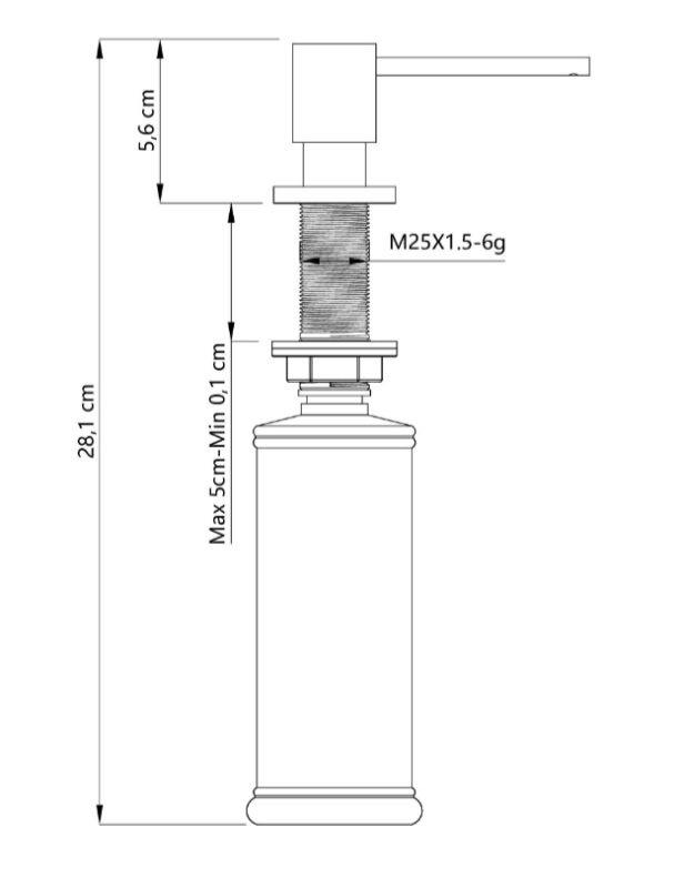 Куадри Луксор Вградим Дозатор за Сапун Неръждаема Стомана, попълване отгоре 1208967508