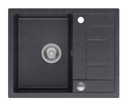 Куадри Далтон антрацитна гранитна мивка с отцедник 62x50см с неръждаема запушалка 1208967570