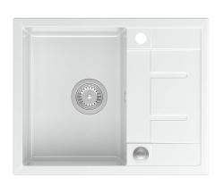 Quadri Dalton бяла гранитна мивка с плот за отцеждане 62x50см с неръждаем стоманен клапан 1208967573