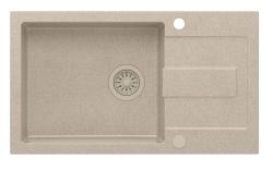 Quadri Sutton XL бежов пясъчен гранитен мивка за монтаж 78x45см с отцедник, обръщаем, с бежова запушалка 1208967577