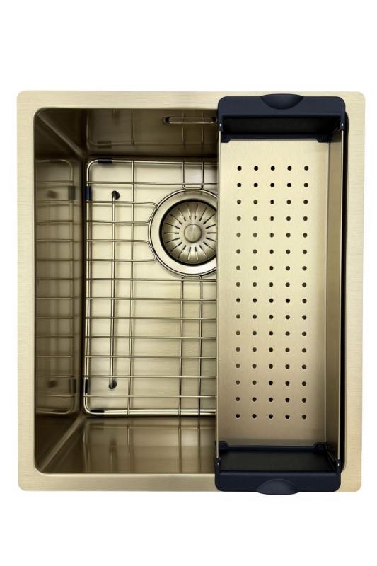 Pure.Sink Prestige мивка 34x40 см PVD Злато, радиус 10 мм, за вграждане, плосък монтаж и надстройка PPG3440-60