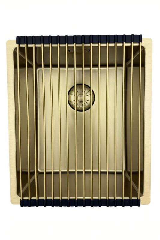 Pure.Sink Prestige мивка 34x40 см PVD Злато, радиус 10 мм, за вграждане, плосък монтаж и надстройка PPG3440-60