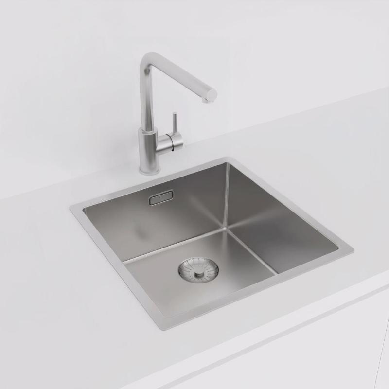 Pure.Sink Prestige мивка RVS 40x40 см, радиус 10 мм, за вграждане, плосък монтаж и надстройка PPG4040-02