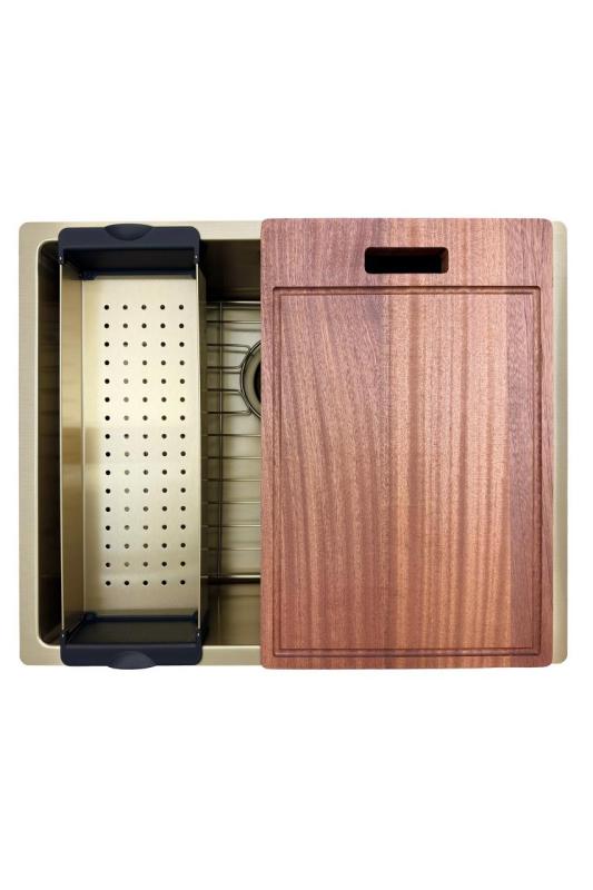 Pure.Sink Prestige мивка 50x40 см PVD Злато 10 мм радиус за вграждане, вграждане на равнище и надграждане PPG5040-60