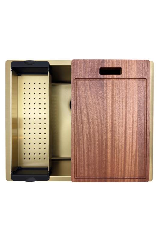 Pure.Sink Prestige мивка 50x40 см PVD Злато 10 мм радиус за вграждане, вграждане на равнище и надграждане PPG5040-60