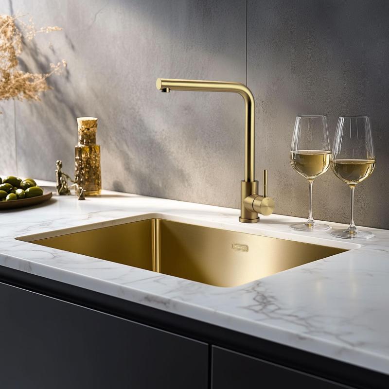 Pure.Sink Elite Steel Spark кухненски смесител PVD четкано злато PS8040-60