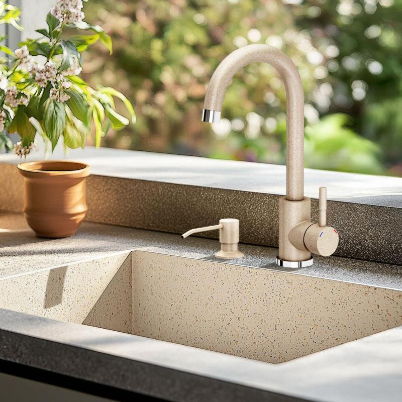 Куадри Манчестър Вградена Дозатор за Сапун Бежов Пясък - Попълва се Отгоре 1208967658