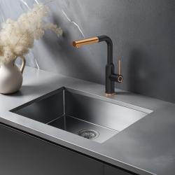 Quadri Stamford Кухненски Смесител Черен с PVD Медно Покритие и Подвижен Чучур 1208967689