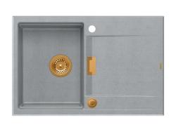 Quadri Minton Гранитна Монтажна Сива Мивка 76x50 см с Обратим Отцедник и Медна Запушалка - 1208967743