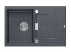 Quadri Minton Гранитна Мивка за Монтаж върху Плот Антрацит 76x50см с Отцедник, Обратима и С Неръждаема Запушалка - 1208967744