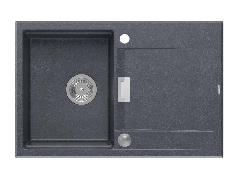 Quadri Minton Гранитна Мивка за Монтаж върху Плот Антрацит 76x50см с Отцедник, Обратима и С Неръждаема Запушалка - 1208967744