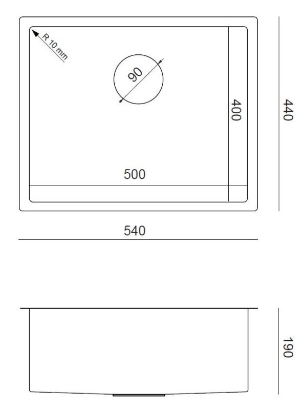 Аквадизайн Zara неръждаема стомана мивка 54x44см, Подплотов, Вграждане и Надплотов с неръждаем стоманен тап - 1208967759