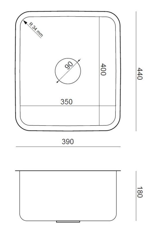 Аквадизайн Оксфорд Неръждаема Стомана Мивка 35x40cm Подплот със Неръждаема Стомана Запушалка - 1208967761