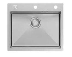 Аквадизайн Веста Мивка от Неръждаема Стомана 580x485см Надграждане и Вграждане с Отвор за Смесител, включваща Неръждаема Запушалка и Аксесоари - 1208967763