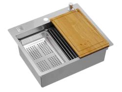 Аквадизайн Веста Мивка от Неръждаема Стомана 580x485см Надграждане и Вграждане с Отвор за Смесител, включваща Неръждаема Запушалка и Аксесоари - 1208967763