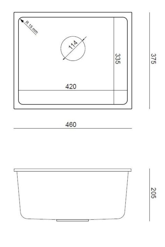Quadri Elston Бяла Гранитна Подмонтирна Мивка 420x335mm с Неръждаема Стомана Запушалка 1208967776
