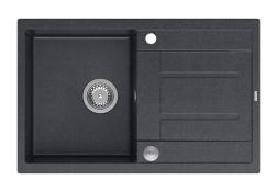 Куадри Шефилд Антрацит Гранитна Мивка 78x50см с Отцедник и Неръждаема Стомана Запушалка - 1208967794