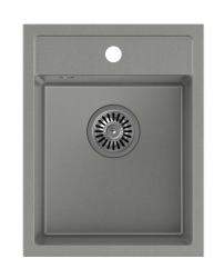 Куадри Лондон Гранитна Сива Мивка 39x50 см с Отвор за Смесител за Монтиране - 1208967844