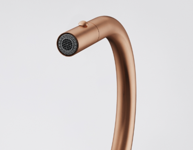 Franke Mythos Masterpiece Кухненски смесител Мед с J-образен чучур и Изтеглящ се душ - 115.0711.557