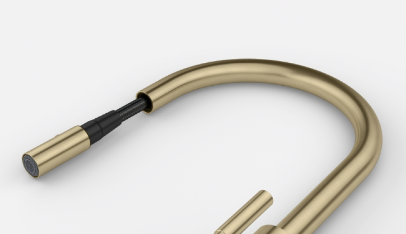 Franke Mythos Masterpiece Кухненски Смесител Злато с J-образен чучур и Изтегляща се Дюза - 115.0711.558