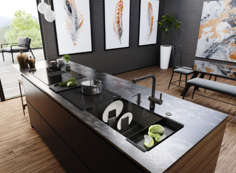 Franke Mythos Masterpiece BXM 210.68 Голяма мивка Gun Metal PVD Антрацит 685x410mm за вграждане и под монтаж - 127.0676.885