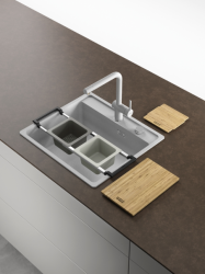 Franke Universal Accessory All-In Set 2 - Дъска за рязане, пластмасова вложка, пластмасова кутия и телескопичен мост 112.0655.482