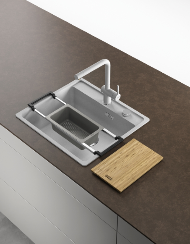 Franke Универсален комплект аксесоари All-In Set 1 - Дъска за рязане, Пластмасова вмъкваща се тава и Телескопичен мост 112.0655.481